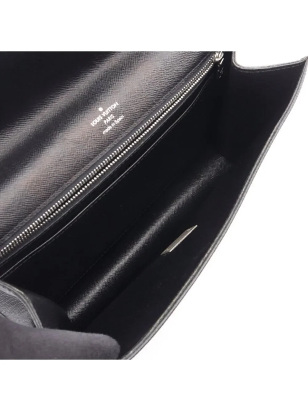 Louis Vuitton Clutch Selenga Taiga Ardoise Black Leather